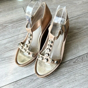 Stelle Monelle Studded T Strap Wedge Heel Sandal Made in  Italy